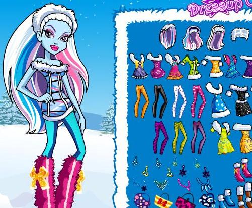 the game abbeys winter style monster high dolls dress up free for girls