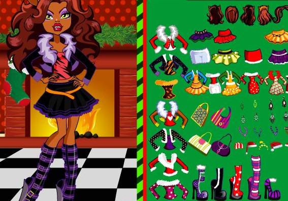 the game clawdeen's christmas monster high dolls dress up free for girls